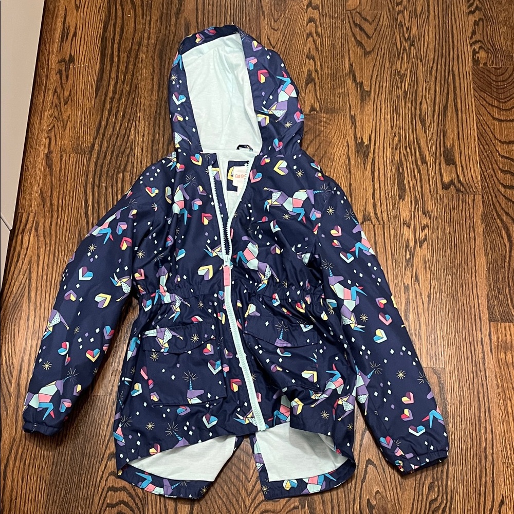 Cat & Jack Navy Heart Patterned Raincoat
